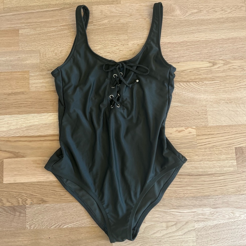 Mossimo Green Low Back One-Piece Swimsuit - Size Medium *Great Condition*